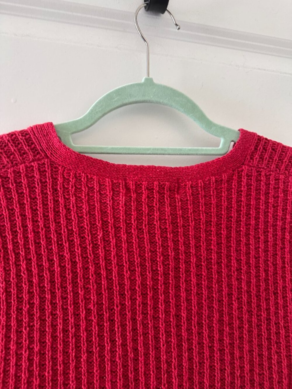 Vintage 90s Eddie Bauer Red Knit Linen Blend Sweater Vest Women's Size Medium - Picture 8 of 16